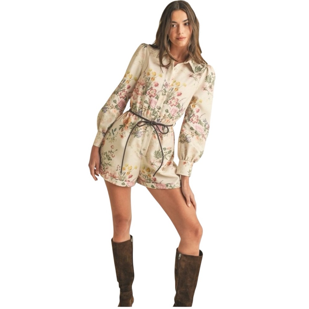 Floral Cream Long-Sleeve Romper